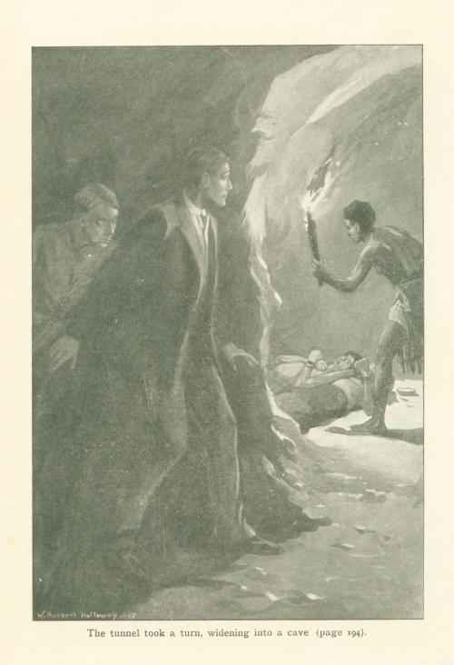 The tunnel took a turn, widening into a cave (page 194).
